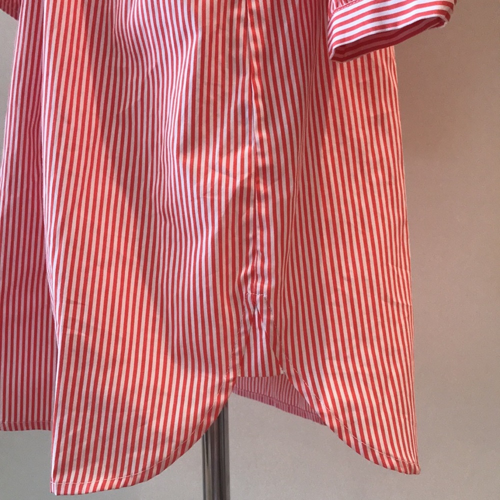 J. McLaughlin Millbury Cotton Red & White Stripe Tie Belt Midi Shirt Dress S NWT - Picture 14 of 16